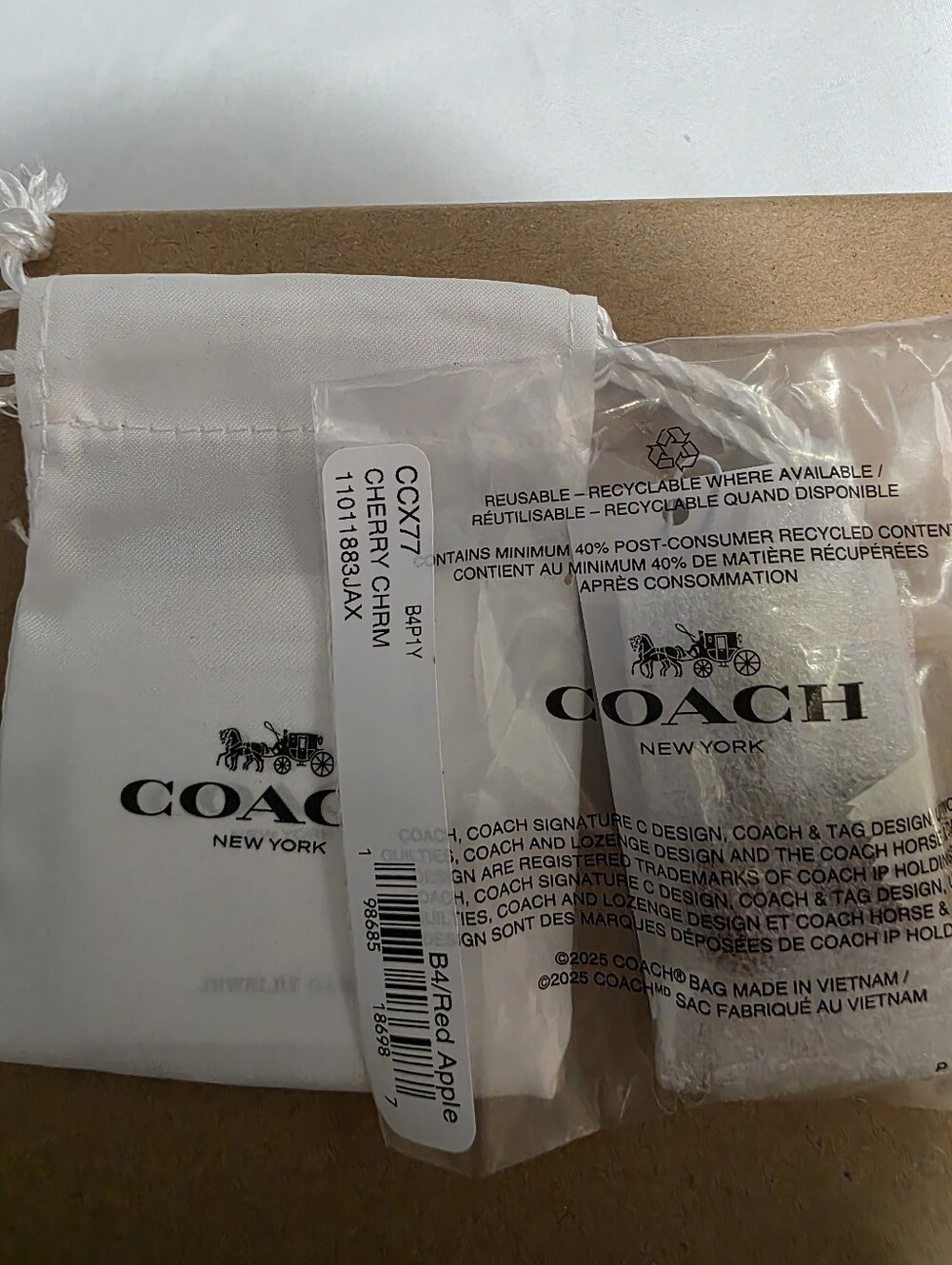 Coach Small Cherry Charm Nwt - Picture 6 of 7